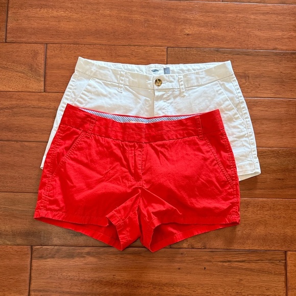 Lot of 2 pairs of size 2 Shorts - Old Navy and J. Crew Red & White - Picture 1 of 11